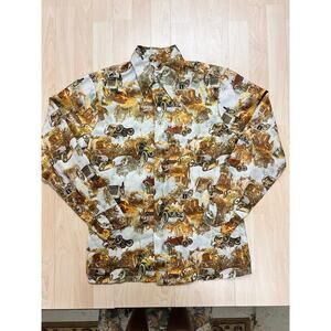 1970s Car Buggy Scenic Large collar button down